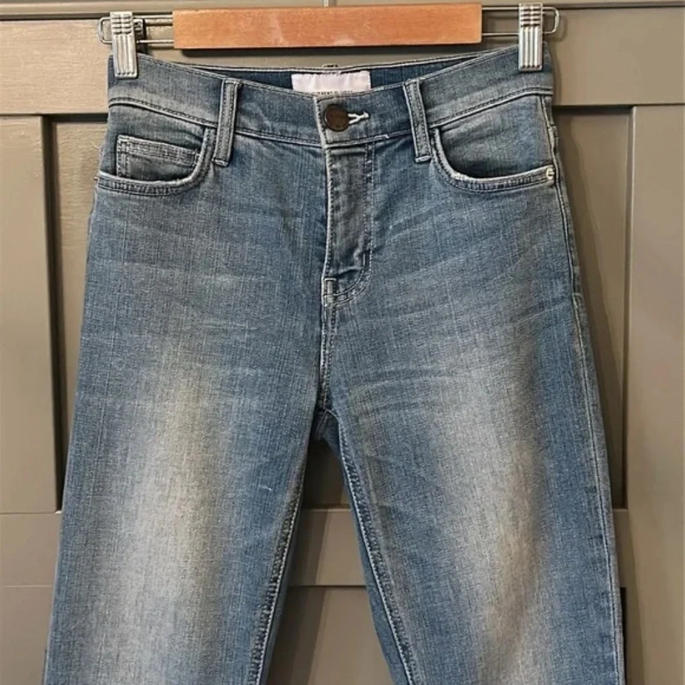 Current/Elliott Mid Rise Straight Leg Jeans Raw Cut Hem Size 24_3